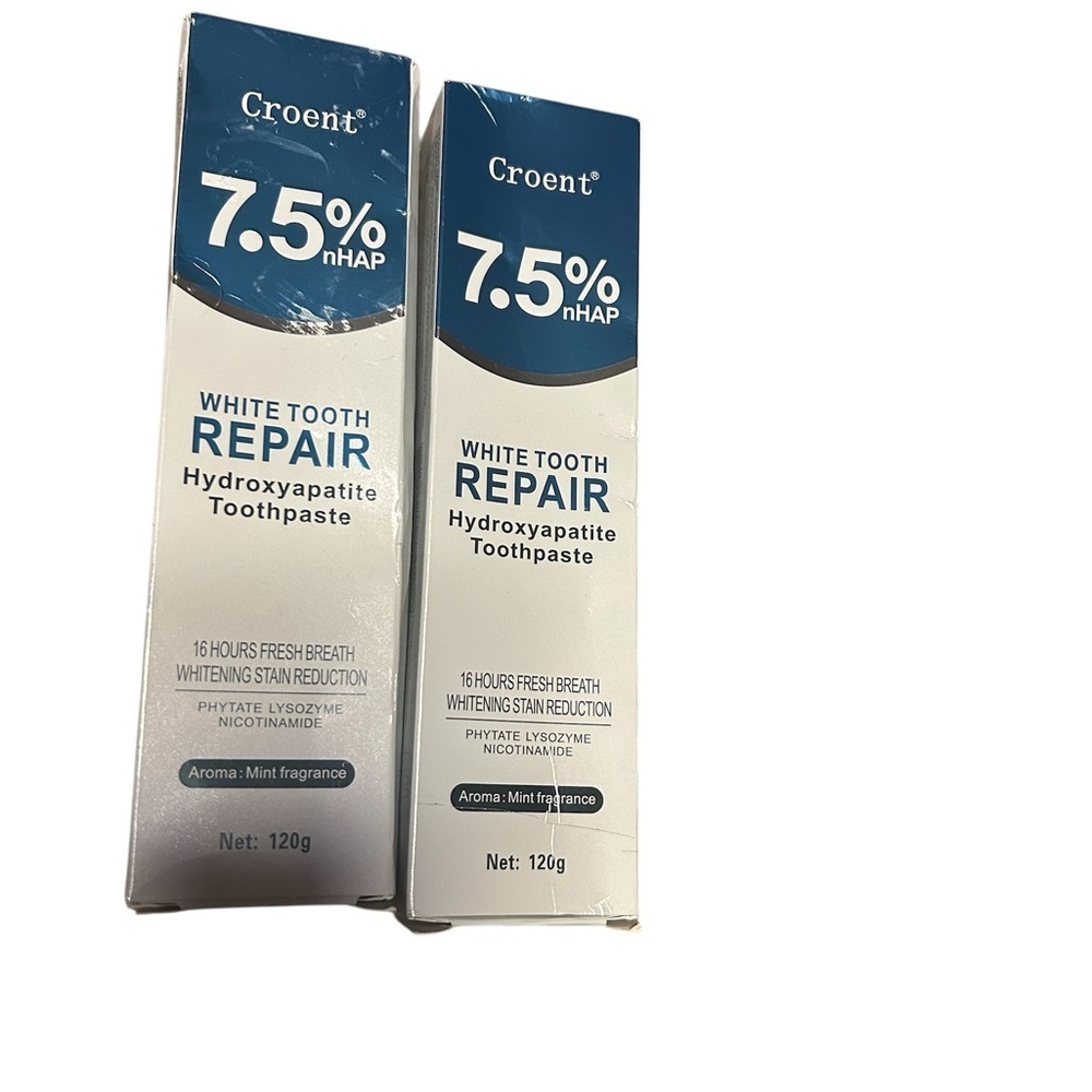 New Lot of 2 Croent 7.5% nHAP White Tooth Repair Hydroxyapatite Toothpaste mint